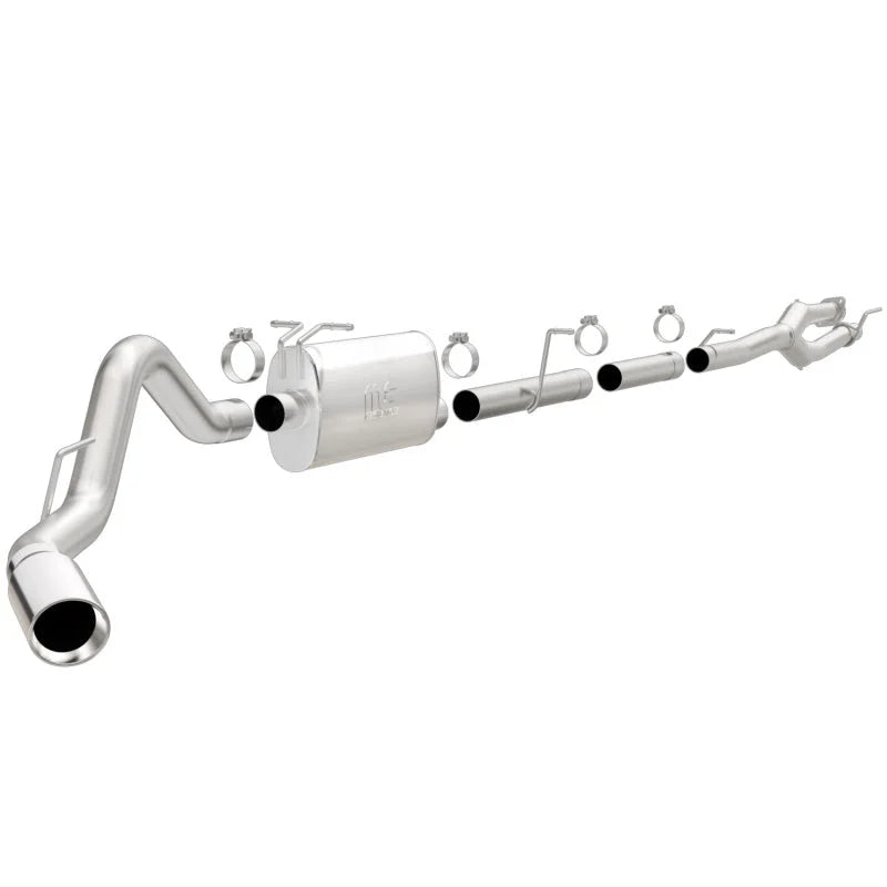MagnaFlow Sys C/B 11-15 Ford Super Duty F250 6.2L EC CC, SS 3.5in Single Rear Pass Side Ext 5in Tip - Side View