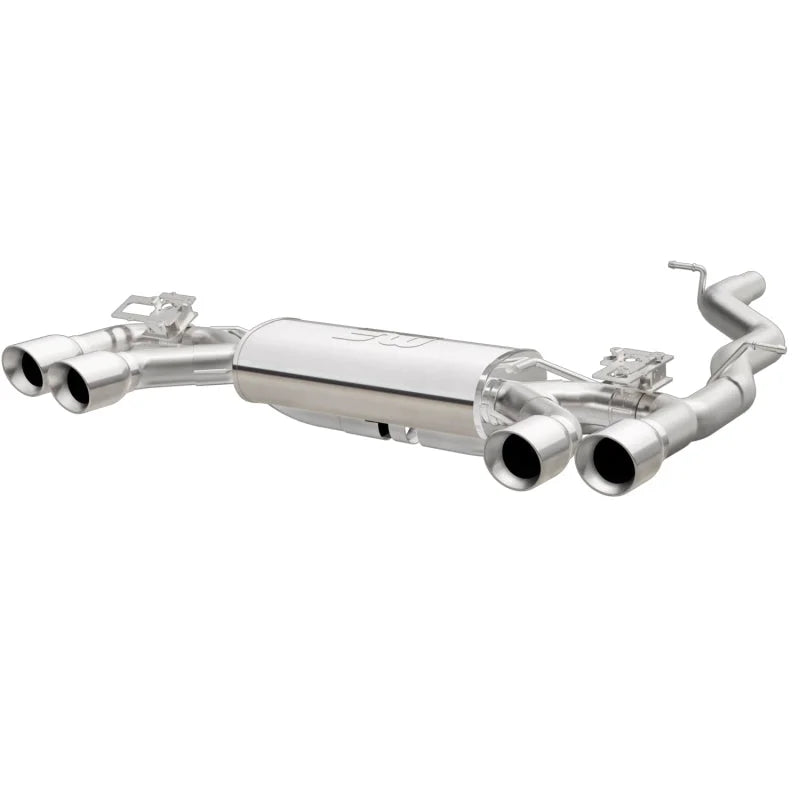 MagnaFlow Sys C/B 2015-2017 Volkswagen Golf R 3in Polished SS Quad Tip Split Rear Exit - Side View