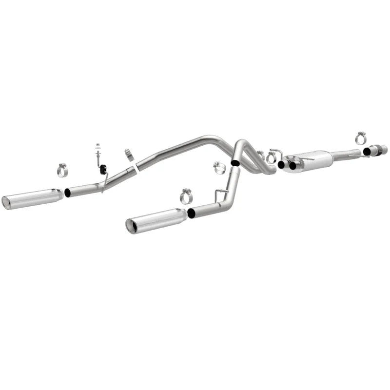 Magnaflow 14 Chev Silverado V8 5.3L SC Cab Dual Split Rear Exit SS Cat Back Perf Exhaust - Side View