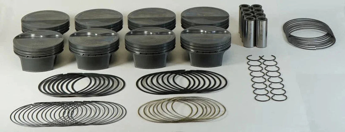 Mahle MS Piston Set GM LS 404ci 4.010in Bore 4in Stroke 6.125in Rod .927 Pin -12cc 10.5 CR Set of 8 - Side View