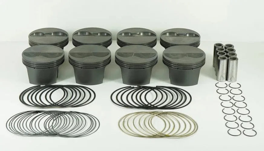 Mahle MS Piston Set SBC 358ci 4.030in Bore 3.5in Stroke 5.7in Rod .927 Pin -8cc 12.0 CR Set of 8 - Side View