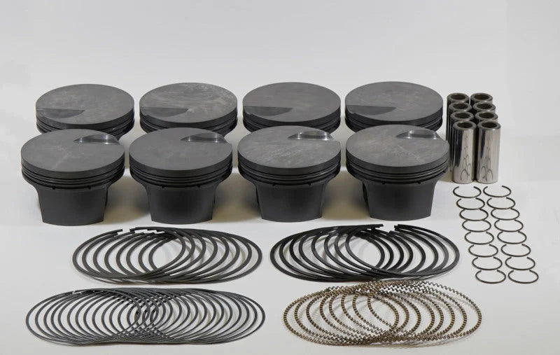 Mahle MS Piston Set BBC 505ci 4.350in Bore 4.25in Stroke 6.385in Rod 0.990 Pin -3cc 8.9 CR Set of 8 - Side View