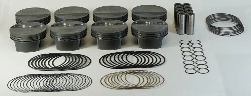 Mahle MS Piston Set GM LS 383ci 3.905in Bore 4in Stroke 6.125in Rod .927 Pin -26cc 8.9 CR Set of 8 - Side View