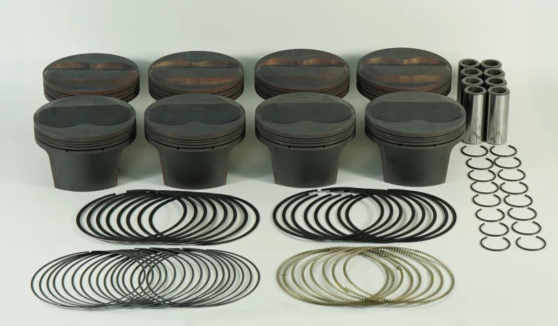 Mahle MS Piston Set SBC 406ci 4.155in Bore 3.75in Stroke 6.0in Rod .927 Pin 11cc 14.4 CR Set of 8 - Side View