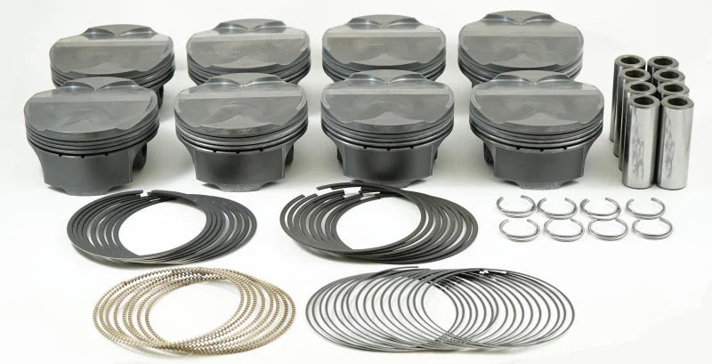Mahle MS Piston Set SBF 304ci 3.640in Bore 3.65in Stroke 5.933in Rod .866 Pin -5cc 10.0 CR Set of 8 - Back View