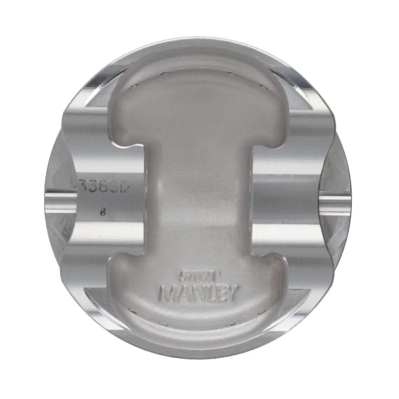 Manley 04+ Subaru WRX STi (EJ257) 75mm DE-STROKED 100mm +.5mm Bore 8.5:1 Dish Piston Set w/ Rings - Back View
