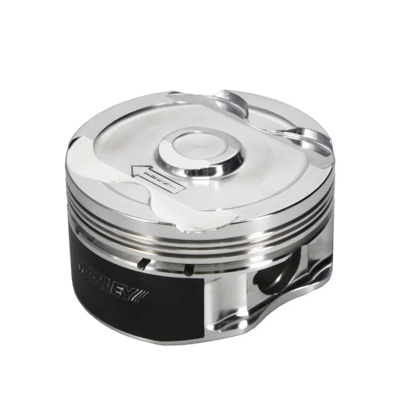 Manley 2018+ Ford Coyote 5.0L DOHC -6cc Dish 3.662in Bore 10:1 CR Extreme Duty Platinum Piston Set - Side View