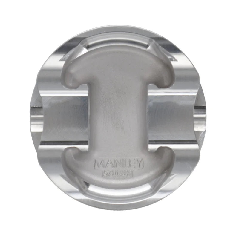 Manley 2018+ Ford Coyote 5.0L DOHC -6cc Dish 3.662in Bore 10:1 CR Platinum Piston Set - Side View
