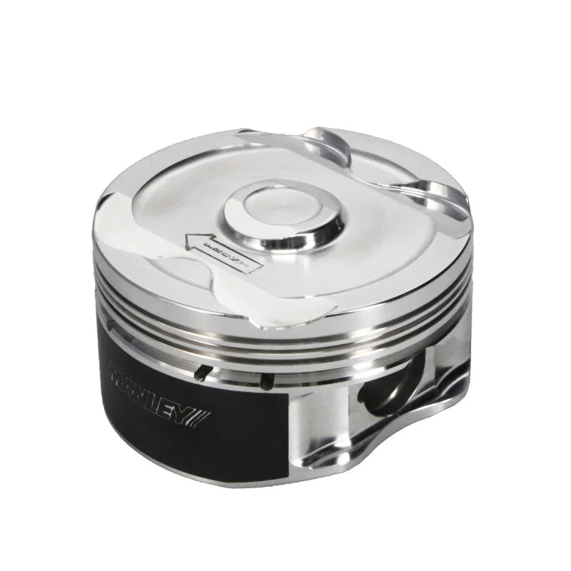 Manley 2018+ Ford Coyote 5.0L DOHC -6cc Dish 3.667in Bore 10:1 CR Platinum Extreme Duty Piston Set - Side View