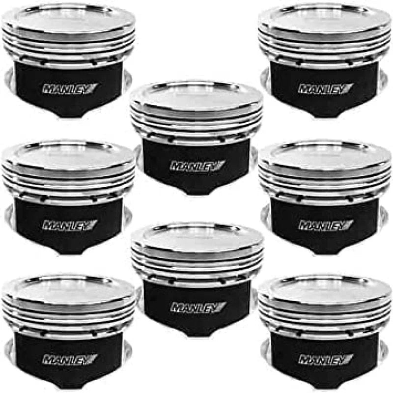 Manley 2018+ Ford Coyote 5.0L DOHC -6cc Dish 3.667in Bore 10:1 CR Platinum Extreme Duty Piston Set - Back View
