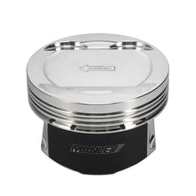Load image into Gallery viewer, Manley Ford 3.7L Cyclone 3.770in Bore +2.0cc Coated Dome Platinum Series Pistons - Installation View