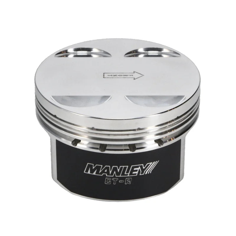 Manley Nissan GTR VR38DETT 98mm Bore 88.4mm Stroke -2cc Dish Turbo Tuff Piston Set w/ Rings - Side View