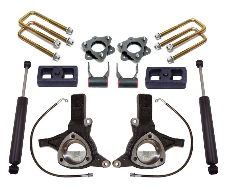MaxTrac 16-18 GM C1500 2WD w/Stamped Steel. Susp. 7in/4in MaxPro Spindle Lift Kit w/MaxTrac Shocks