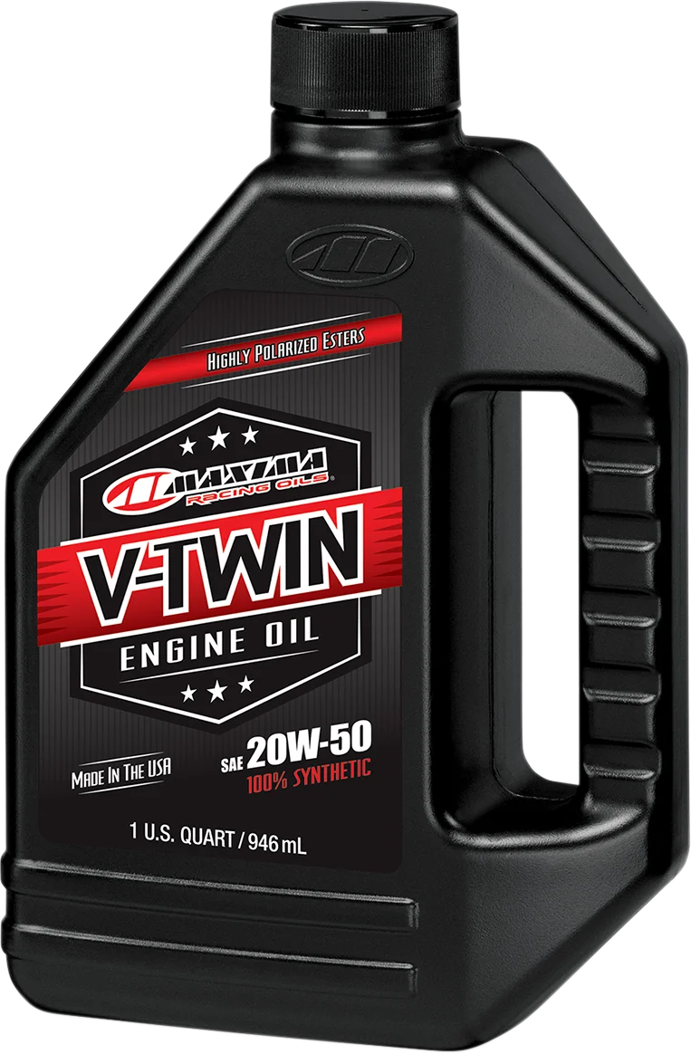 Maxima - V-Twin Synthetic Oil - 20W-50 - 1 U.S. quart - 30-11901 - Side View
