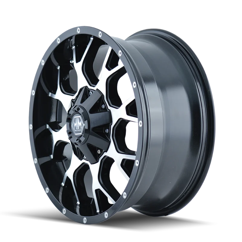 Mayhem 8015 Warrior 18x9 / 6x135 BP / -12mm Offset / 106mm Hub Black/Machined Face Wheel - Side View
