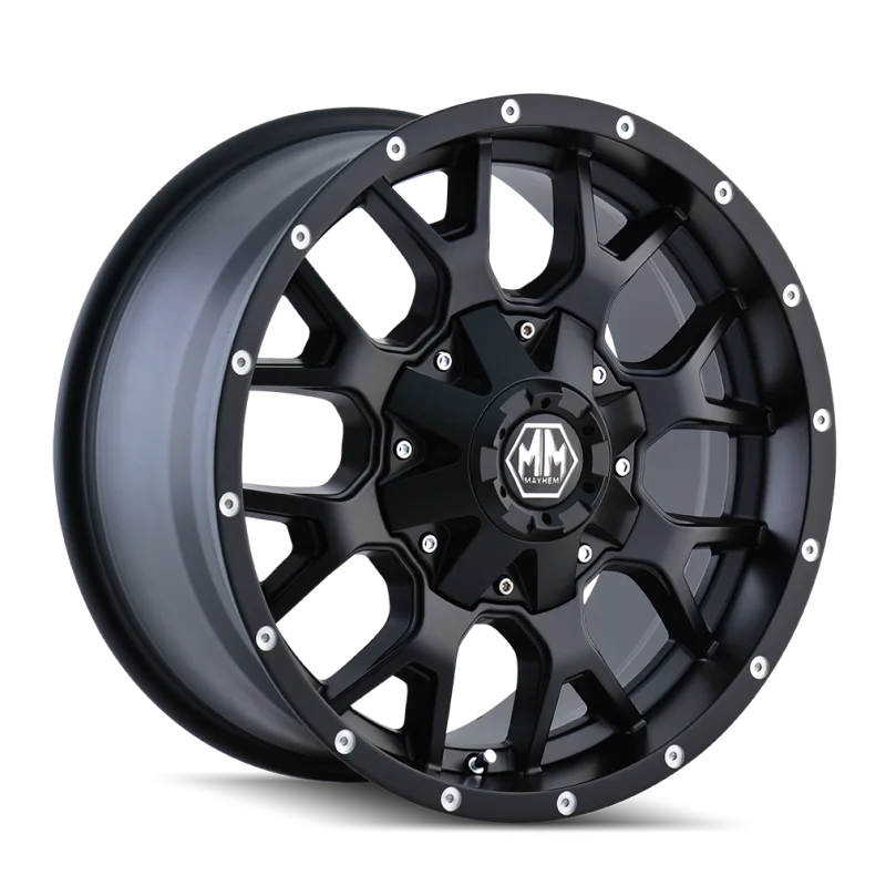 Mayhem 8015 Warrior 20x9 / 6x120 BP / 30mm Offset / 78.1mm Hub Matte Black Wheel - Side View