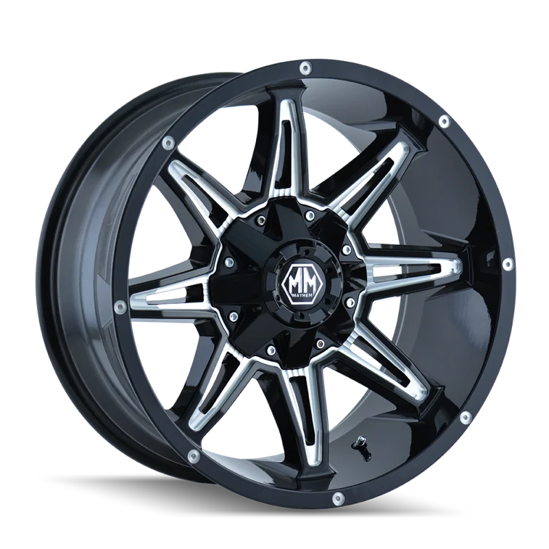 Mayhem 8090 Rampage 20x10 / 8x170 BP / -25mm Offset / 125.2mm Hub Gloss Black Milled Wheel