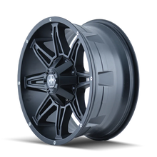 Load image into Gallery viewer, Mayhem 8090 Rampage 20x9 / 5x150 BP / 18mm Offset / 110mm Hub Matte Black Wheel - Side View