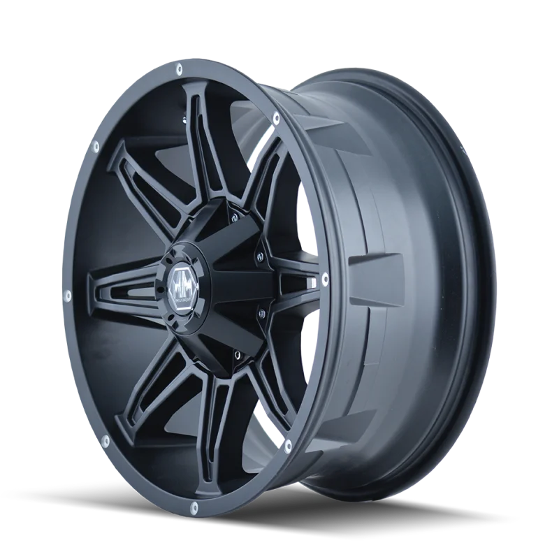 Mayhem 8090 Rampage 20x9 / 6x135 BP / 18mm Offset / 106mm Hub Matte Black Wheel - Side View