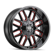 Load image into Gallery viewer, Mayhem 8107 Cogent 18x9 / 5x127 BP / 0mm Offset / 87.1mm Hub Black w/ Prism Red Wheel - Side View