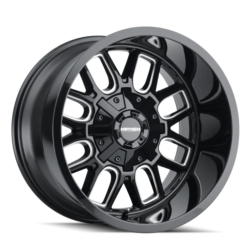 Mayhem 8107 Cogent 20x9 / 6x135 BP / 0mm Offset / 106mm Hub Black w/ Milled Spokes Wheel - Side View