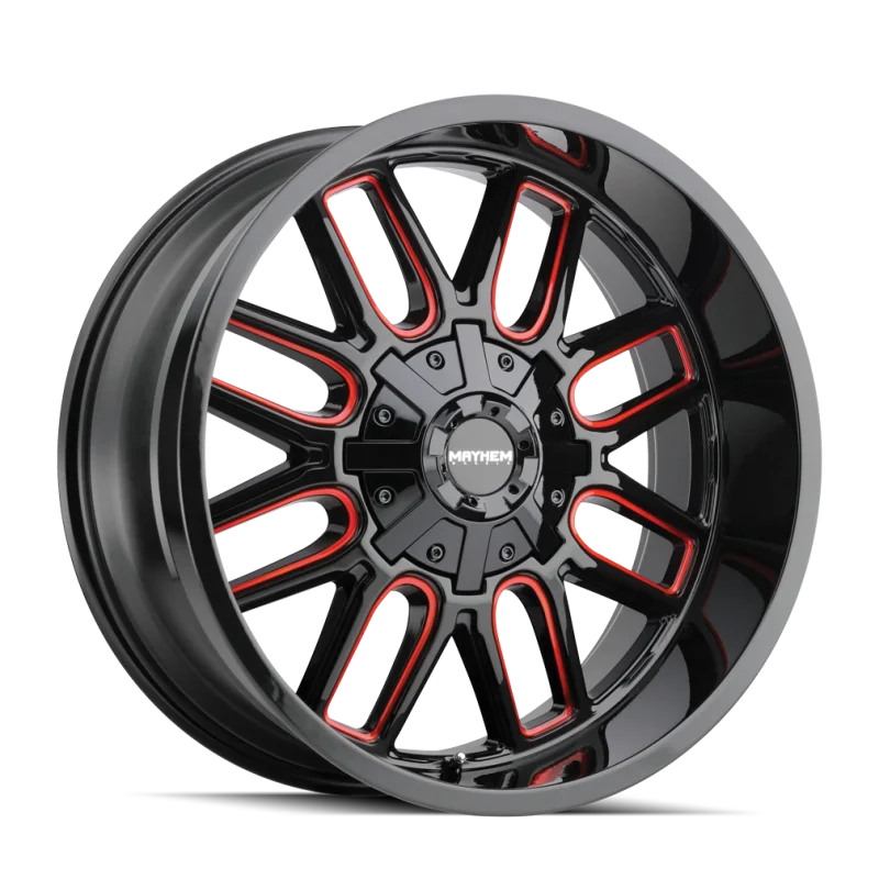Mayhem 8107 Cogent 22x10 / 8x165.1 BP / -19mm Offset / 130.8mm Hub Gls Blk Mill Prism Red Wheel