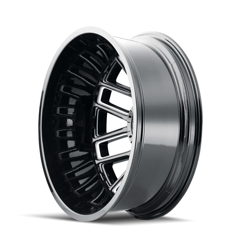 Mayhem 8107D Cogent Dually 20x8.25 / 8x200 BP / -192mm Offset / 142mm Hub Blk w/ Milled Spokes Wheel - Side View