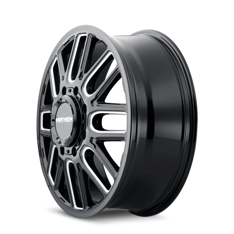 Mayhem 8107D Cogent Dually 20x8.25 / 8x210 BP / 115mm Offset / 154.2mm Hub Blk w/Milled Spokes Wheel - Side View