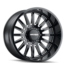 Load image into Gallery viewer, Mayhem 8114 Utopia 20x9 / 8x165.1 BP / 0mm Offset / 125.2mm Hub Black w/ Milled Spokes Wheel - Main Product View