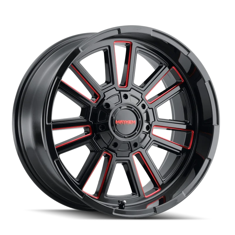 Mayhem 8115 Apollo 20x10 / 8x170 BP / -19mm Offset / 125.2mm Hub Black w/ Prism Red Wheel - Side View