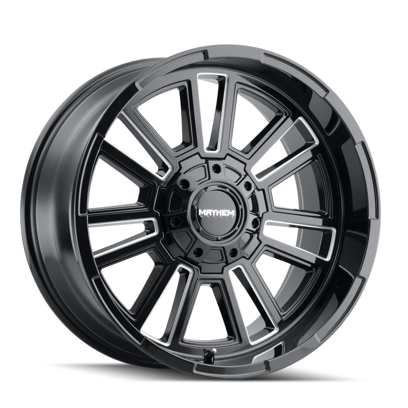 Mayhem 8115 Apollo 20x9 / 6x135 BP / 0mm Offset / 106mm Hub Black w/ Milled Spokes Wheel - Side View