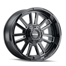 Load image into Gallery viewer, Mayhem 8115 Apollo 20x9 / 6x135 BP / 0mm Offset / 106mm Hub Black w/ Milled Spokes Wheel - Side View