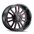 Load image into Gallery viewer, Mayhem 8115 Apollo 20x9 / 8x170 BP / 18mm Offset / 125.2mm Hub Black w/ Prism Red Wheel - Side View