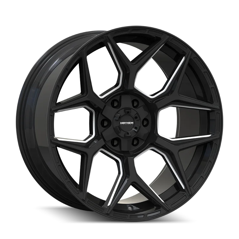 Mayhem Vanquish 8119 20X9.5 / 5x127/5x139.7 / 0mm Offset / 78.1mm Hub - Gloss Black Milled - Main Product View