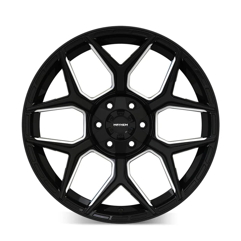 Mayhem Vanquish 8119 22x10 / 6x135/6x139.7 / -19mm Offset / 106.1mm Hub - Gloss Black Milled - Side View