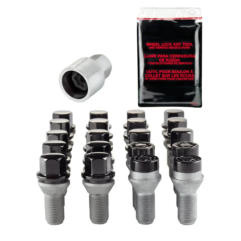 McGard 4 Lug Hex Install Kit w/Locks (Cone Seat Bolt) M12X1.25 / 17mm Hex / 22.0mm Shank L. - Black - Back View