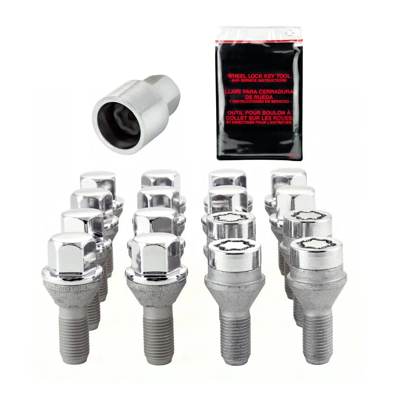 McGard 4 Lug Hex Install Kit w/Locks (Cone Seat Bolt) M12X1.25 / 17mm Hex / 22.0mm Shank L. - Chrome - Back View