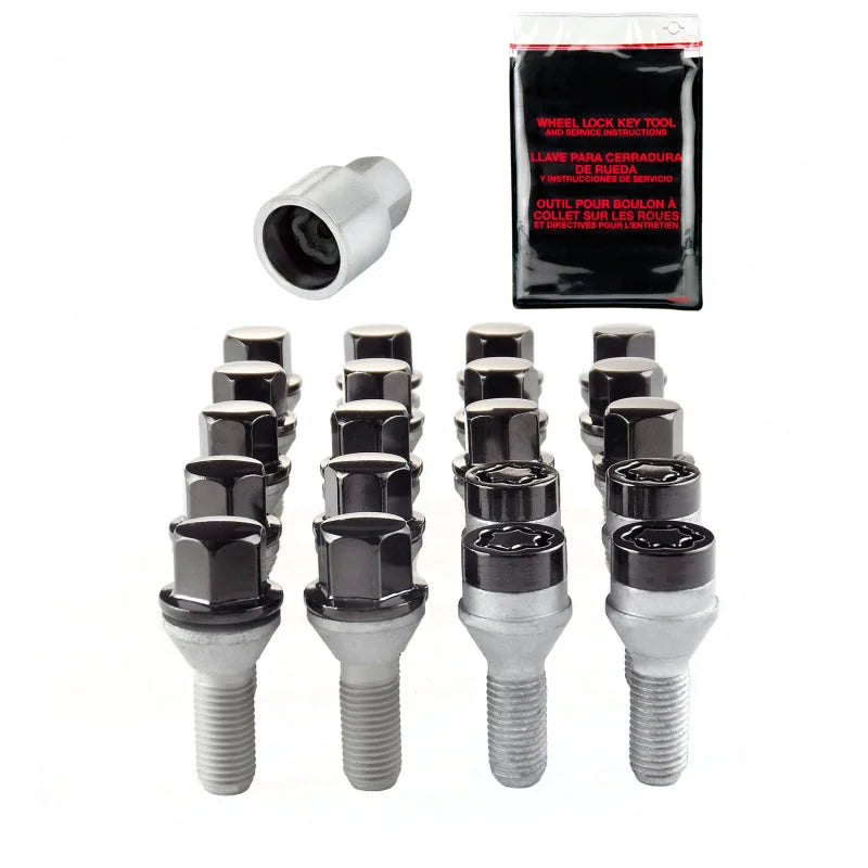 McGard 5 Lug Hex Install Kit w/Locks (Cone Seat Bolt) M12X1.25 / 17mm Hex / 25.6mm Shank L. - Black - Side View