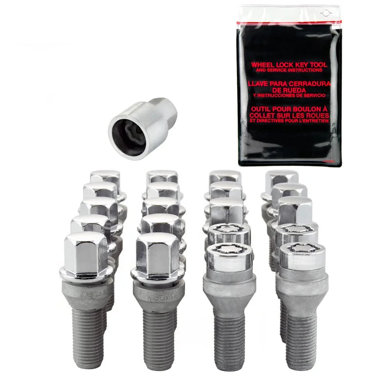 McGard 5 Lug Hex Install Kit w/Locks (Cone Seat Bolt) M12X1.25 / 17mm Hex / 25.6mm Shank L. - Chrome - Back View