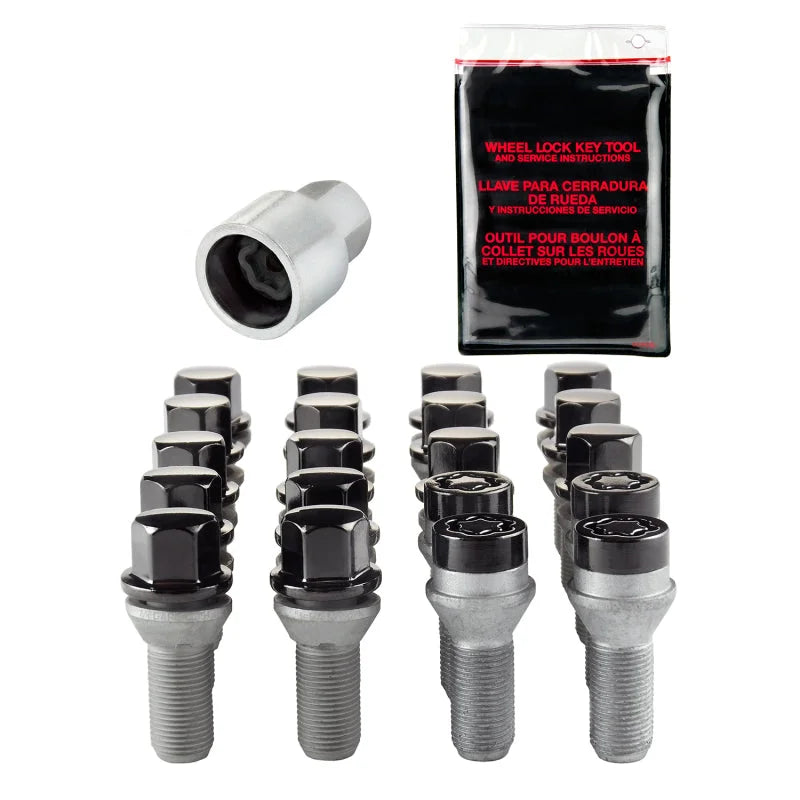 McGard 5 Lug Hex Install Kit w/Locks (Cone Seat Bolt) M14X1.25 / 17mm Hex / 27.5mm Shank L. - Black - Side View