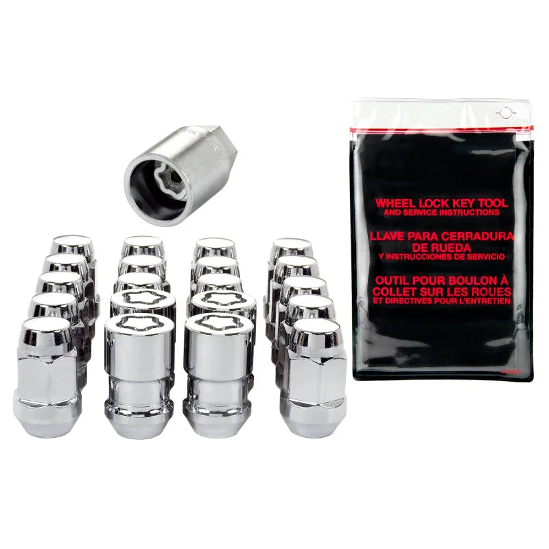 McGard 5 Lug Hex Install Kit w/Locks (Cone Seat Nut / Bulge) M12X1.5 / 3/4 Hex / 1.45in L - Chrome - Side View