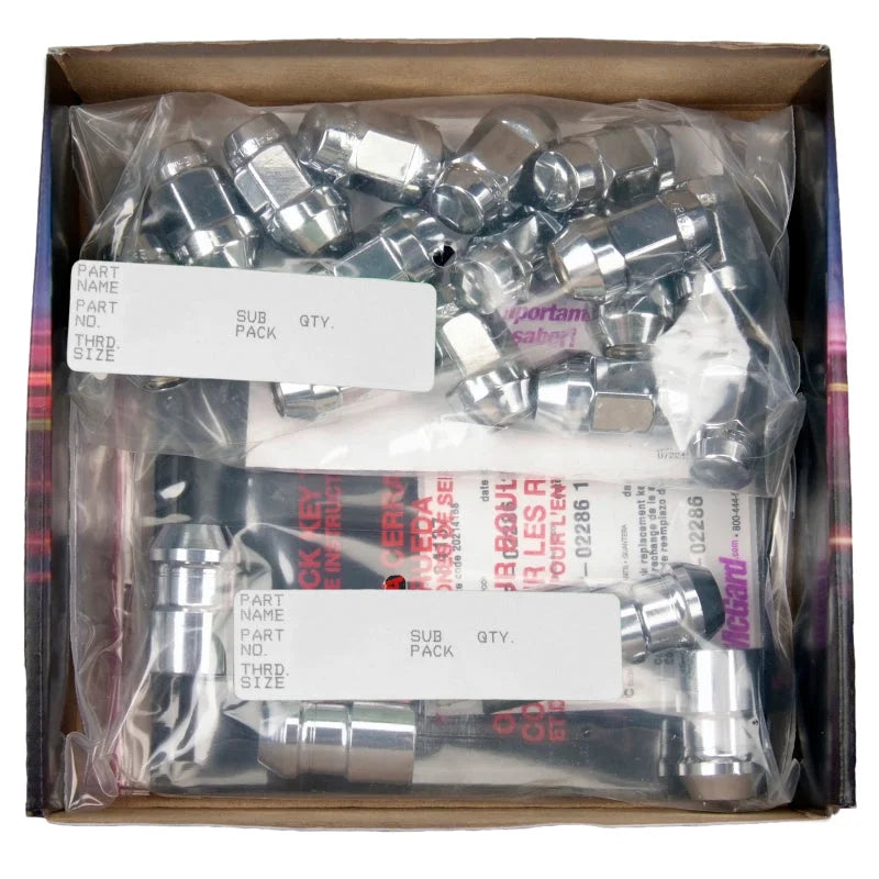McGard 5 Lug Hex Install Kit w/Locks (Cone Seat Nut / Bulge) M12X1.5 / 3/4 Hex / 1.45in L - Chrome - Installation View