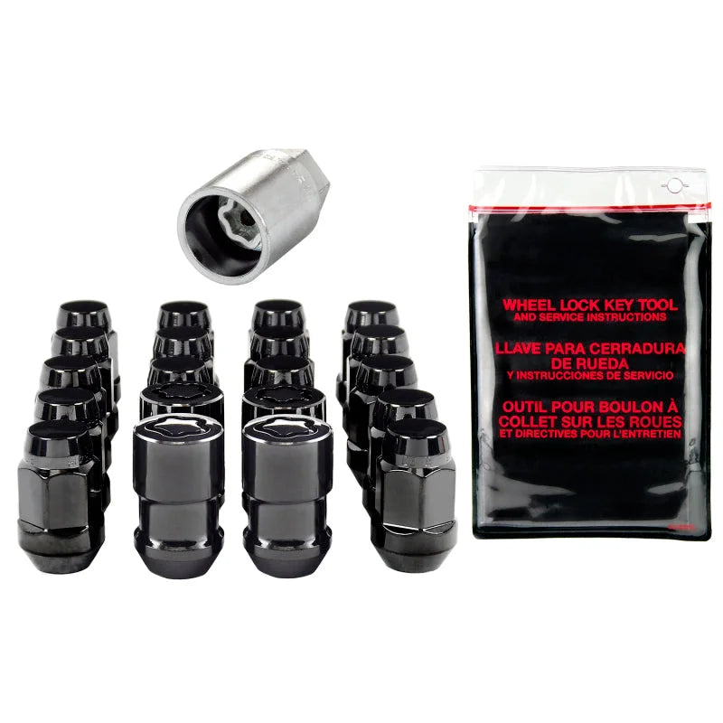McGard 5 Lug Hex Install Kit w/Locks (Cone Seat Nut / Bulge) M12X1.5 / 3/4 Hex / 1.45in. L - Black - Side View