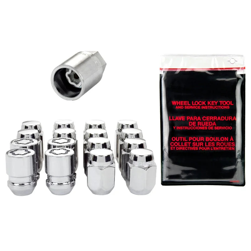 McGard 5 Lug Hex Install Kit w/Locks (Cone Seat Nut) M12X1.25 / 13/16 Hex / 1.28in. Length - Chrome - Side View