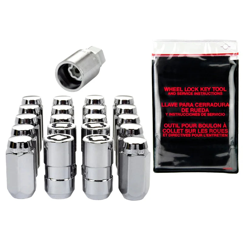 McGard 5 Lug Hex Install Kit w/Locks (Cone Seat Nut) M14X1.5 / 22mm Hex / 1.635in. Length - Chrome - Side View