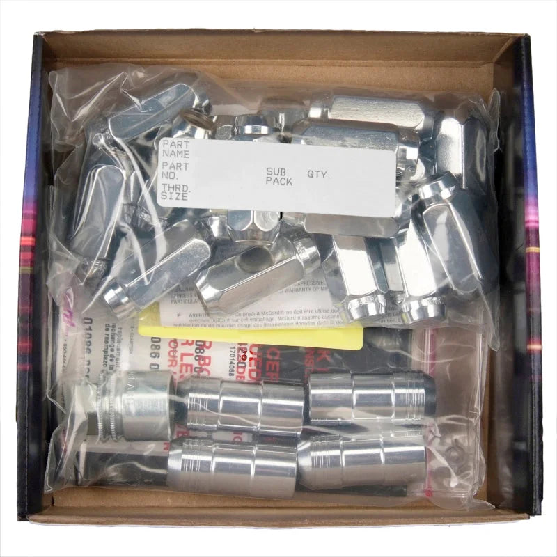 McGard 5 Lug Hex Install Kit w/Locks (Cone Seat Nut) M14X1.5 / 22mm Hex / 1.635in. Length - Chrome - Installation View