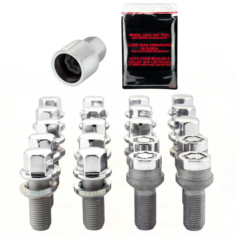 McGard 5 Lug Hex Install Kit w/Locks (Radius Seat Bolt) M14X1.5 / 17mm Hex / 27.5mm Shank L - Chrome - Side View