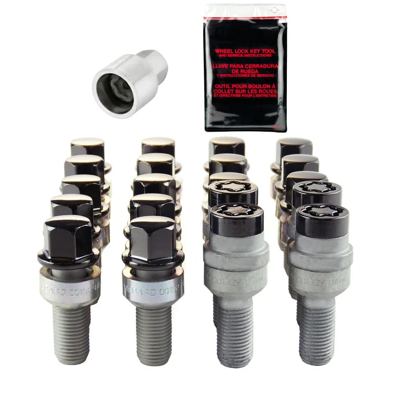 McGard 5 Lug Hex Install Kit w/Locks (Radius Seat Bolt) M14X1.5 / 17mm Hex / 28.1mm Shank L. - Black - Side View