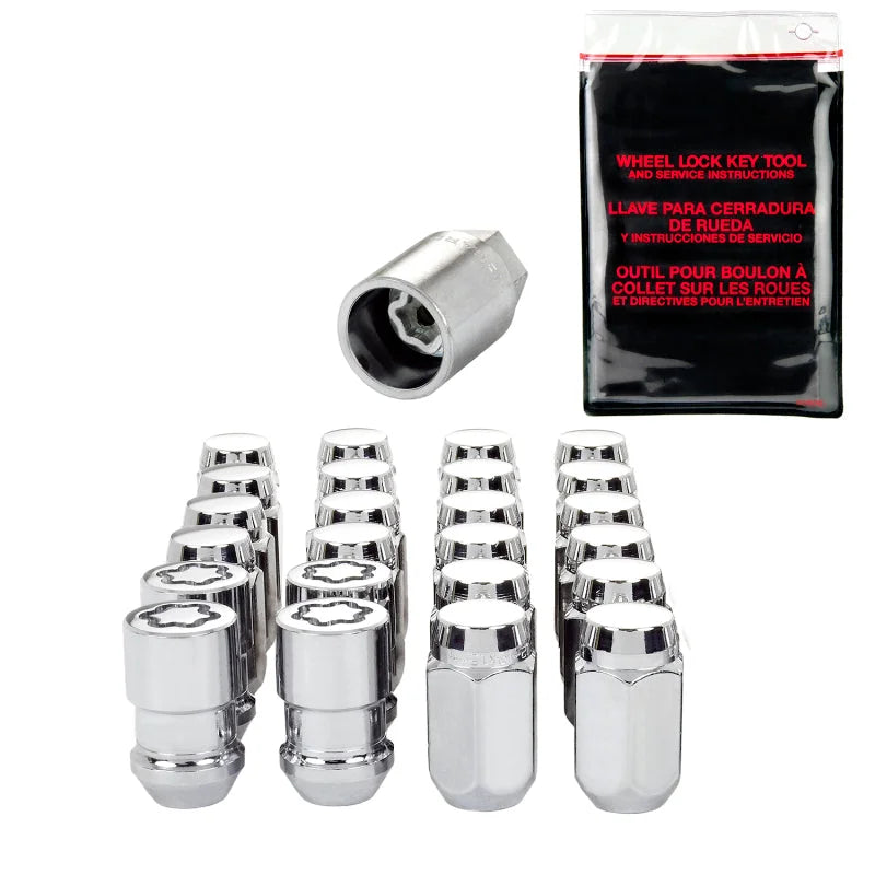 McGard 6 Lug Hex Install Kit w/Locks (Cone Seat Nut) M12X1.5 / 13/16 Hex / 1.5in. Length - Chrome - Back View