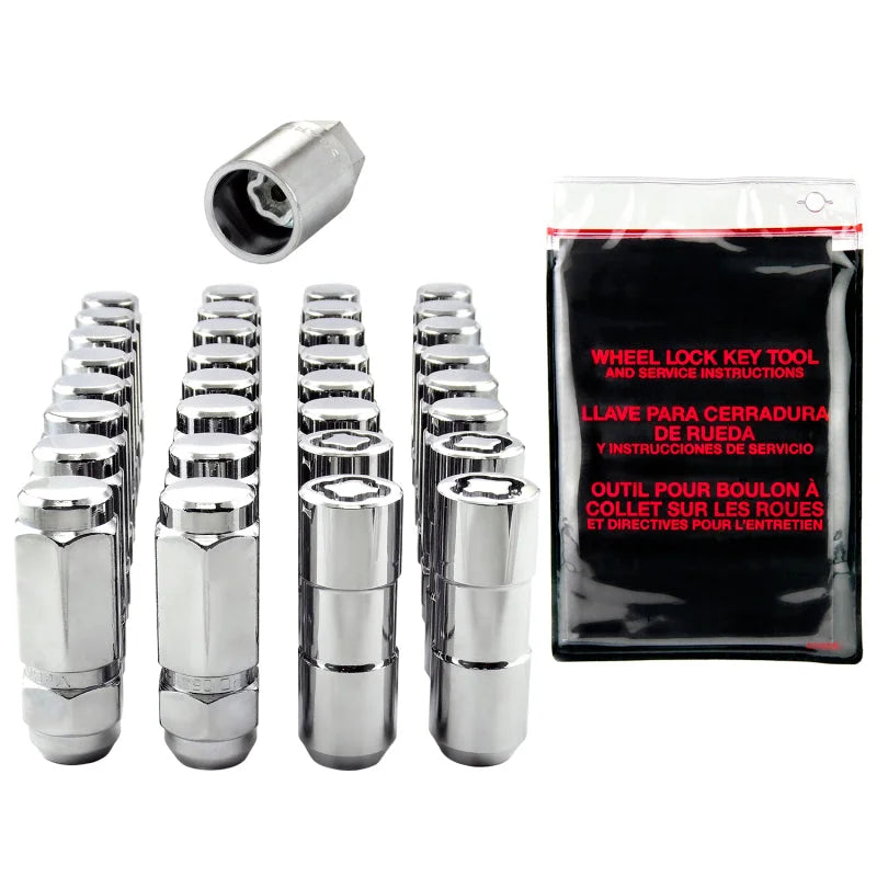 McGard 8 Lug Hex Install Kit w/Locks (Cone Seat Nut / Duplex) 9/16-18 / 7/8 Hex / 2.5in L - Chrome - Back View